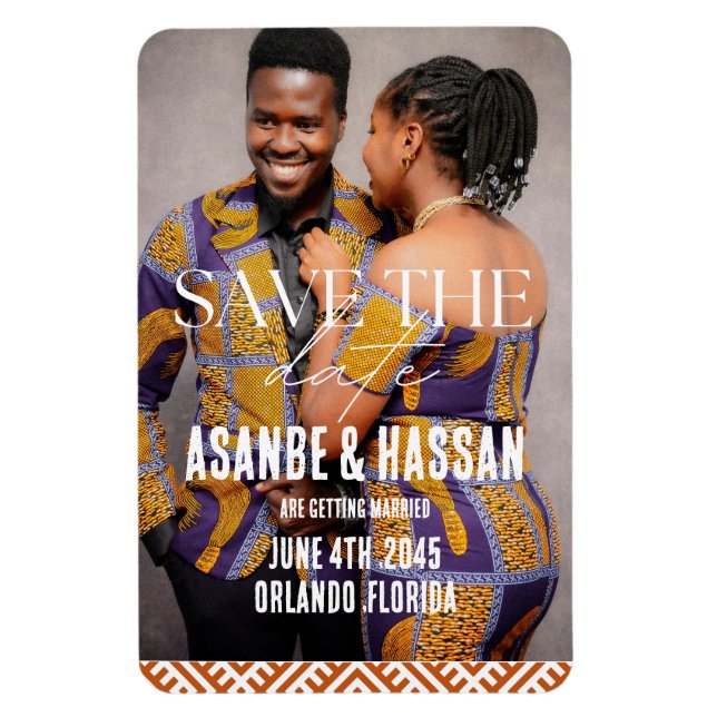 Ímã African Print with Photo Wedding Save the Date  (Vertical)