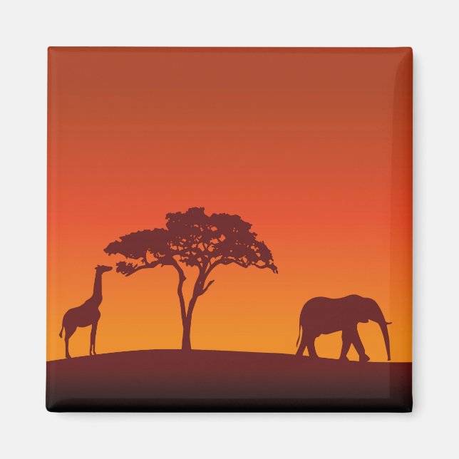 Imã African Safari Silhouette - Magnet (Frente)