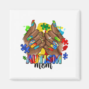 Imã Afro Black Nail Autismo Mãe Autismo Dia 20