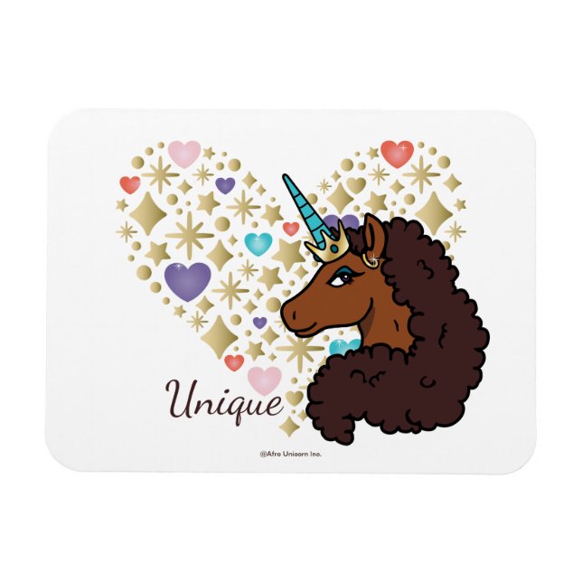 Ímã Afro Unicorn | Design de Coração Único (Horizontal)