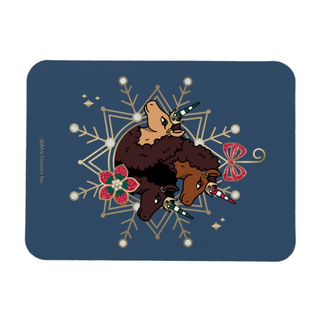 Ímã Afro Unicorn Festivo Foliday Magical (Horizontal)