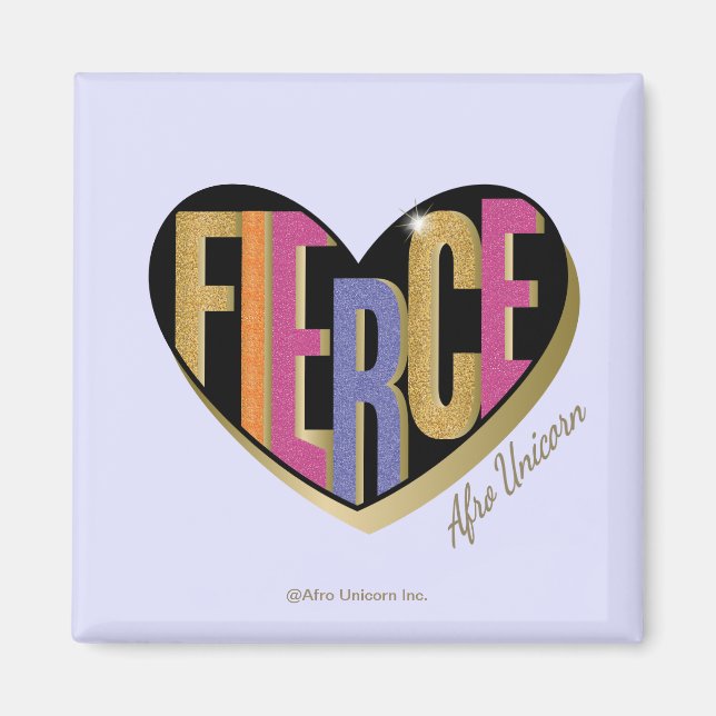 Imã Afro Unicorn Fierce Heart Design (Frente)