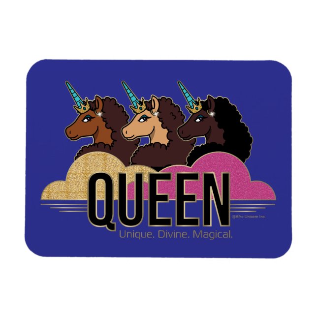 Ímã Afro Unicorn Queen Trio Design (Horizontal)