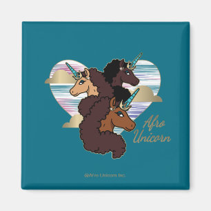 Imã Afro Unicorn Trio Heart Design