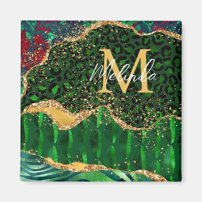 Imã Agato de Impressão Animal Safari Verde (Frente)