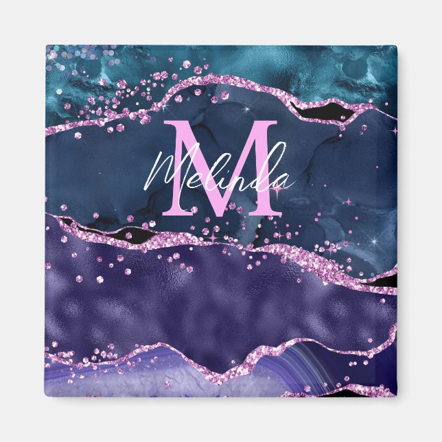 Imã Agato do Oceano Glitor Azul-marinho e Roxo (Frente)