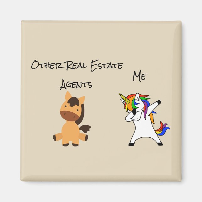 Imã Agente Imobiliário Dabbing Horse Dabbing Unicorn (Frente)