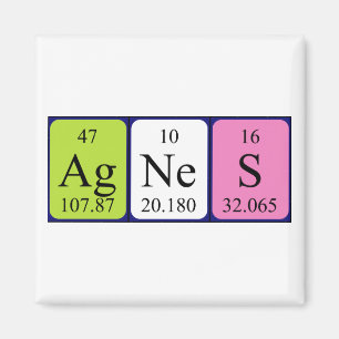 Imã Agnes com íman de mesa periódica