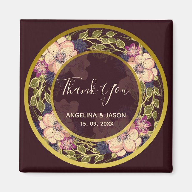 Imã Agradecimento de Casamento Borgonha (Frente)