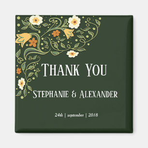 Imã Agradecimento de Casamento Floral Verde