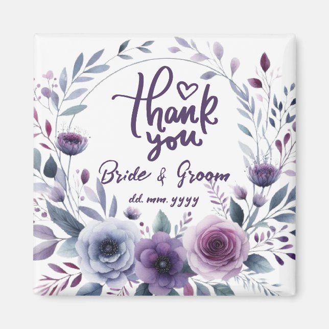 Imã Agradecimentos de Casamento com Moldura Floral Rox (Frente)