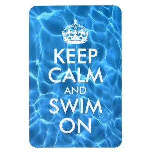 Ímã Água de Piscina Azul Mantenha a Calma e Continue a
