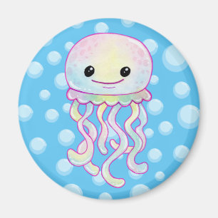 Imã Água-viva Colorida em Aquarela Fofa