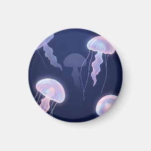 Imã Água-viva Iridescente Glowing Azul Profundo Rosa 