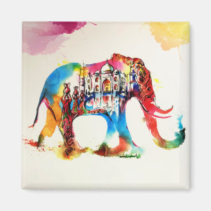 Imã Aguarela do amor das viagens vintage do elefante