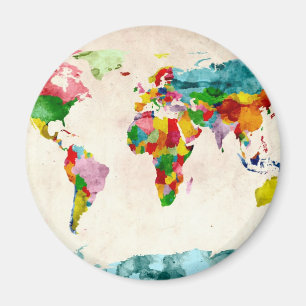 Imã Aguarelas do mapa do mundo