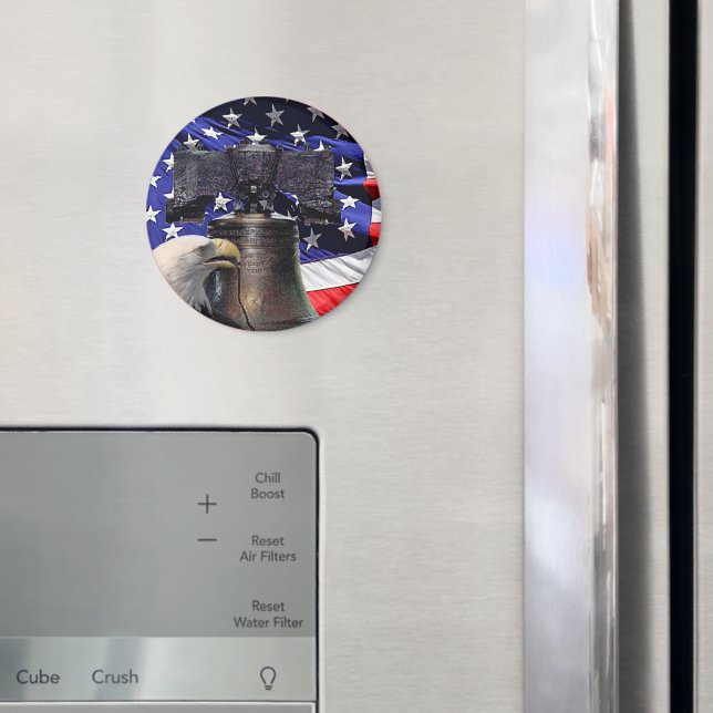 Imã Águia Bald Americana, Bell e Bandeira (In Situ (Fridge))