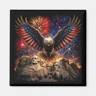 Imã Águia Careca Patriótica Montagem Fogo de Artifício