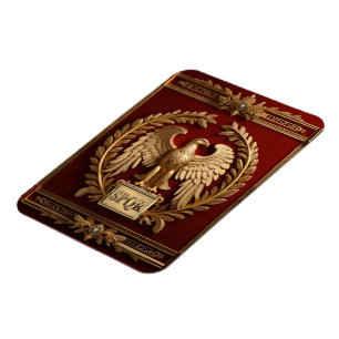 Ímã Águia Imperial Romana Dourada sobre Vermelho nº 4