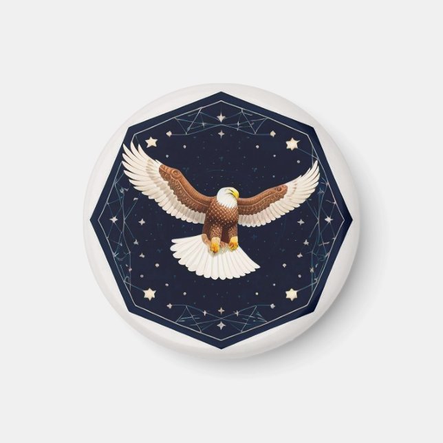 Imã Águia Voando Contra Fundo Estrelado (Frente)