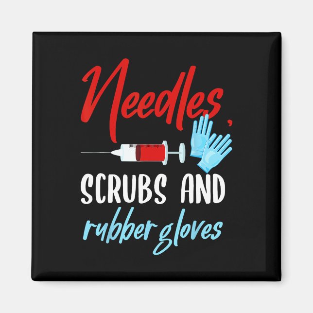 Imã Agulha Phlebotomist Escrubs Luvas Phlebotomy Tech (Frente)