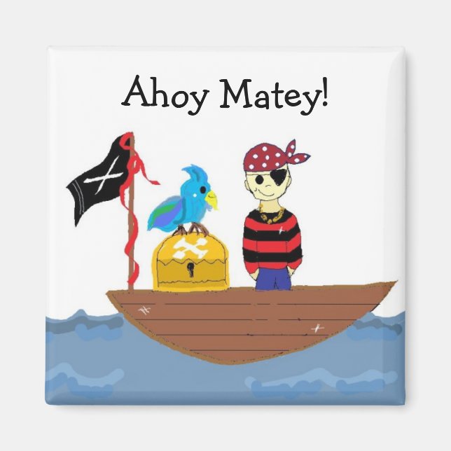 Imã Ahoy Matey Pirate Design (Frente)