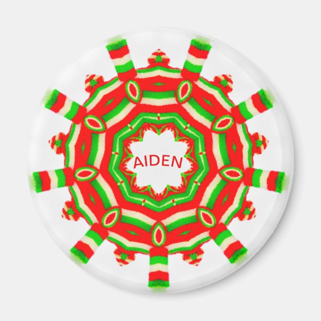 Imã AIDEN ~ Personalizado Roda de Natal Fractal ~ (Frente)