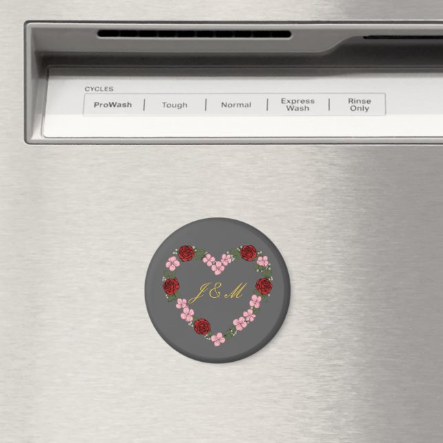 Imã Aimant gris avec couronne de fleurs (In Situ (Dishwasher))