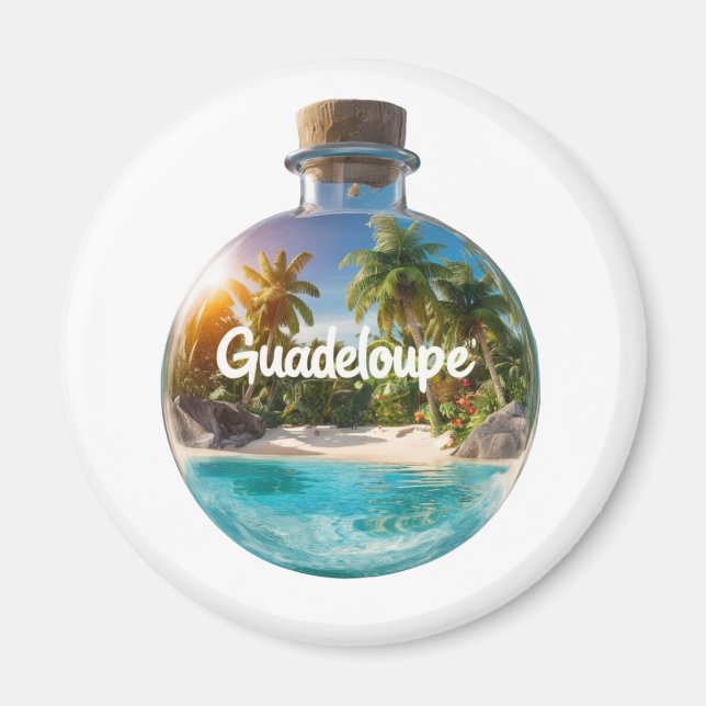Imã Aimant Guadeloupe – Souvenir tropical en bouteille (Frente)