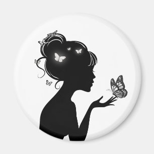 Imã Aimant La femme papillons blancs