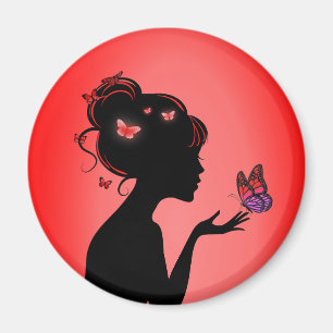 Imã Aimant La femme papillons rouges
