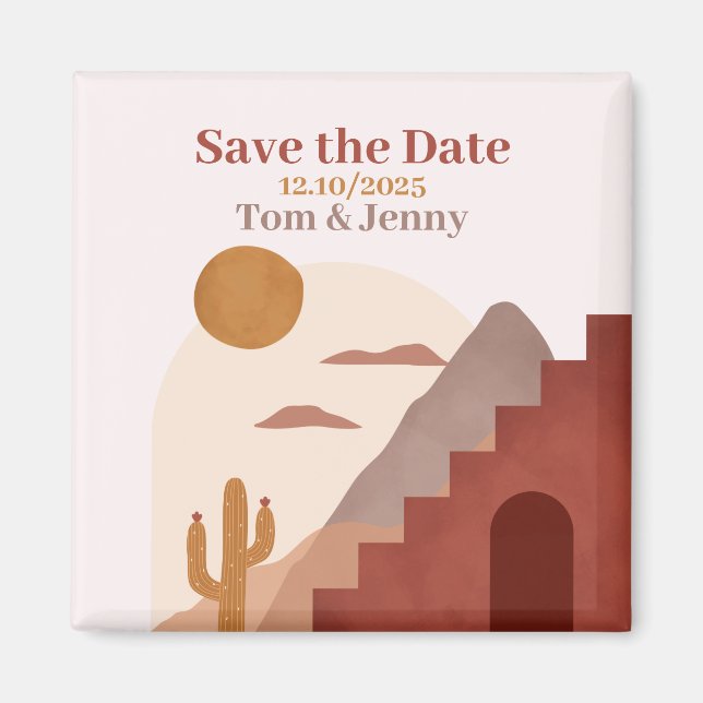 Imã Aimant Save the Date - Terracotta por Ludilabel (Frente)