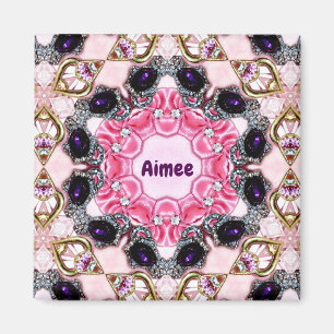 Imã AIMEE Personalizado ~ Padrão Rosa e Roxo ~