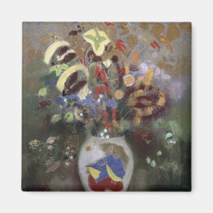 Imã Ainda vida de um vaso das flores (pastel no papel)