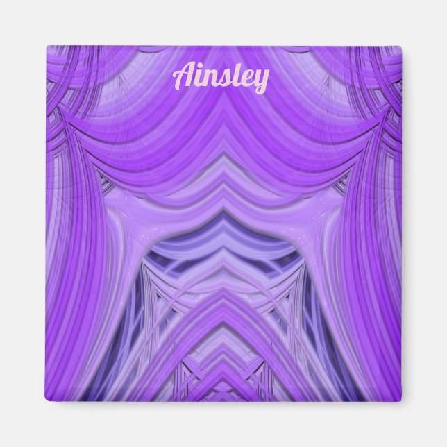 Imã AINSLEY ~ 3D Design Fractal Magnet azul roxa (Frente)
