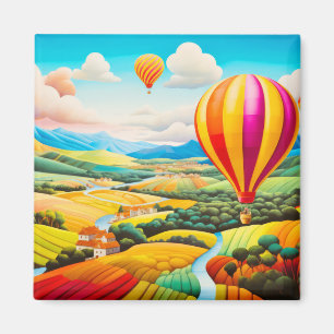 Imã Air Ballon City Concept Abstrato - Cenário Colorid