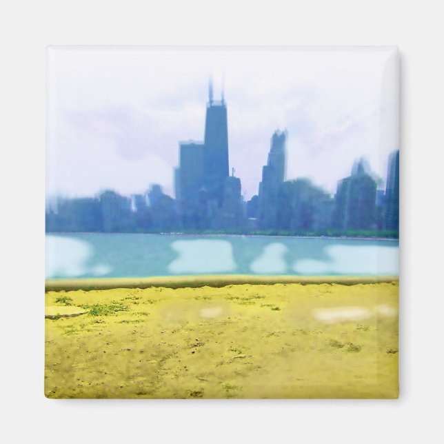 Imã Air Brushing Chicago Skyline (Frente)