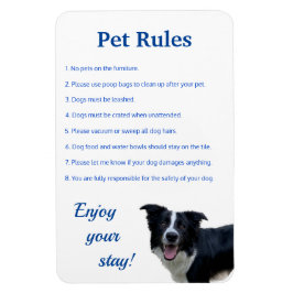 Ímã Airbnb Vrbo Pet Rules Sign Modelo Home Magnet