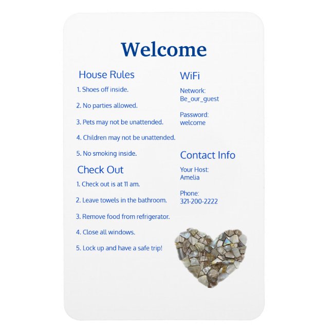 Ímã Airbnb Vrbo Welcome Sign Modelo Guide Beach (Vertical)