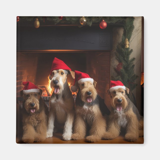 Imã Airedale ao lado da Lareira Natal  (Frente)