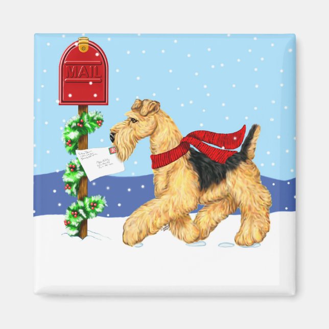 Imã Airedale Christmas Dale Mail (Frente)