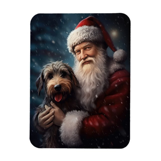 Ímã Airedale com Papai Noel Natal Festivo (Vertical)