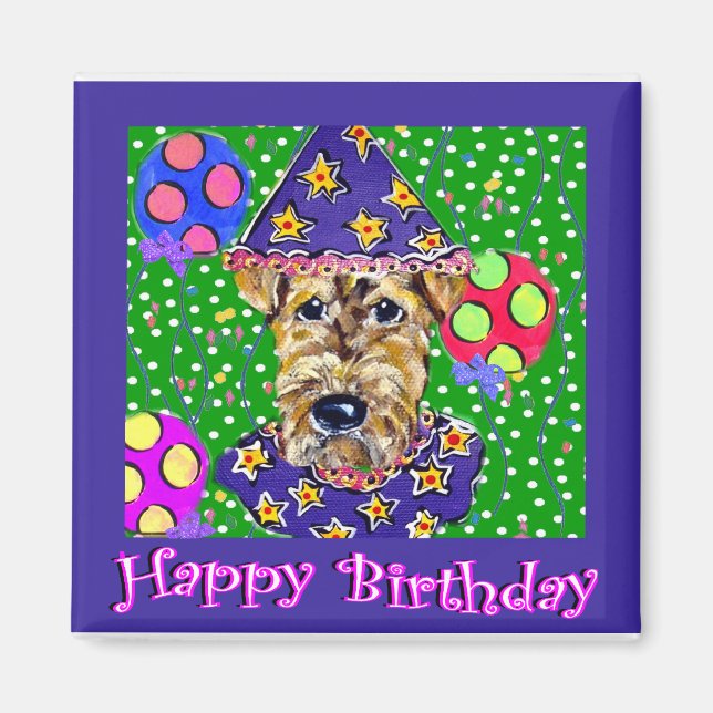 Imã Airedale de Aniversário (Frente)