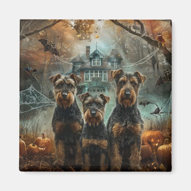 Imã Airedale Halloween Night Doggy Delight (Frente)