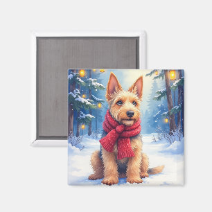 Imã Airedale Terrier Aguarela Natal Nevado
