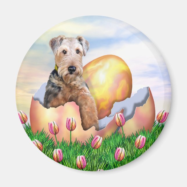 Imã Airedale Terrier Páscoa Surpresa (Frente)