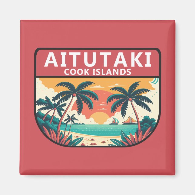 Imã Aitutaki Cook Islands Retro Emblem (Frente)