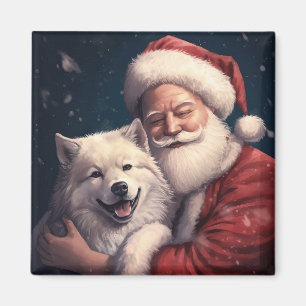 Imã Akita com Papai Noel Natal Festivo