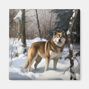 Imã Akita Deixe Nevar Natal