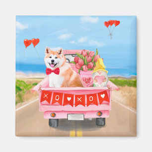 Imã Akita Dog Dia de os namorados Truck Hearts